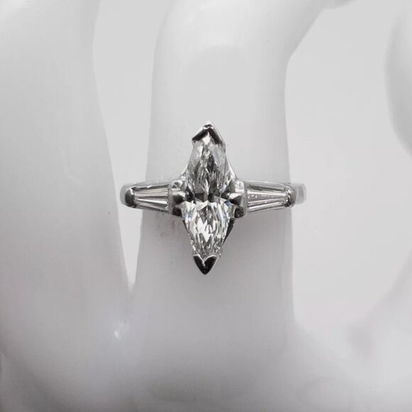 WOW! 1.8CT++ GIA SI F Marquis Diamond Platinum Wedding Ring Stunning 6ct Emerald Platinum Engagement Ring | TikTok main image 3